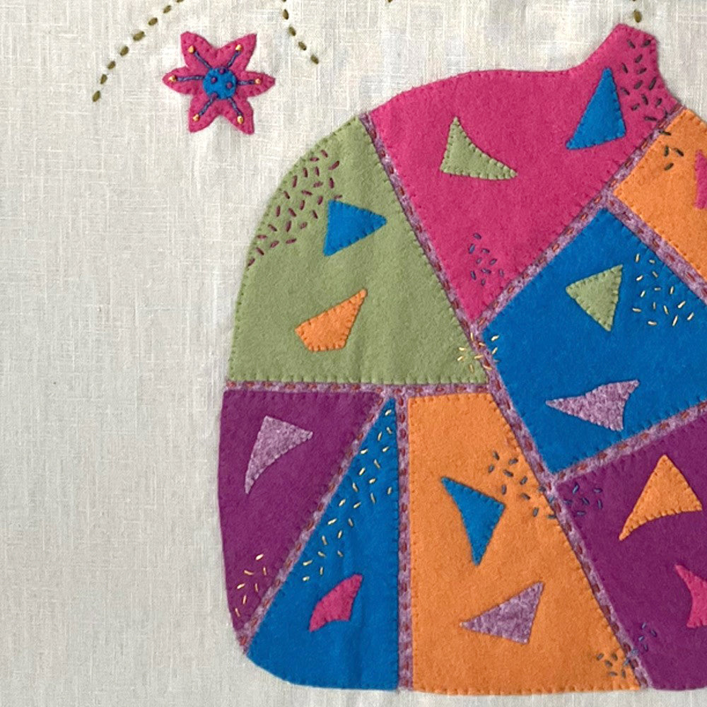 Textile Art Wall Hanging – The Patchwork Pot - Large Slow Stitch Picture