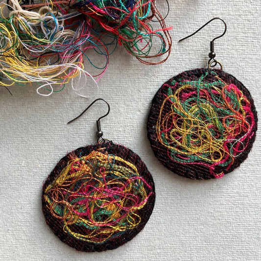 Handstitched Natural Felt Earrings