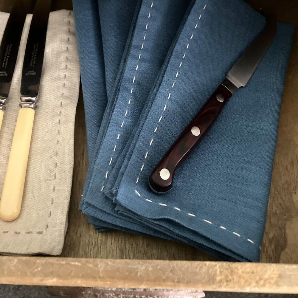 Natural Fabric Napkins - French Blue - Set of 2
