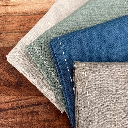 Natural Fabric Napkins - French Blue - Set of 2