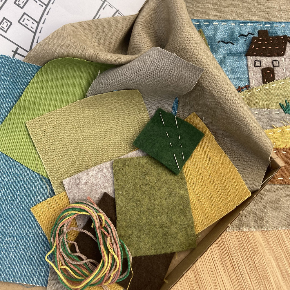 NEW - Slow Stitch Embroidery Sewing Kit - The House On The Hill