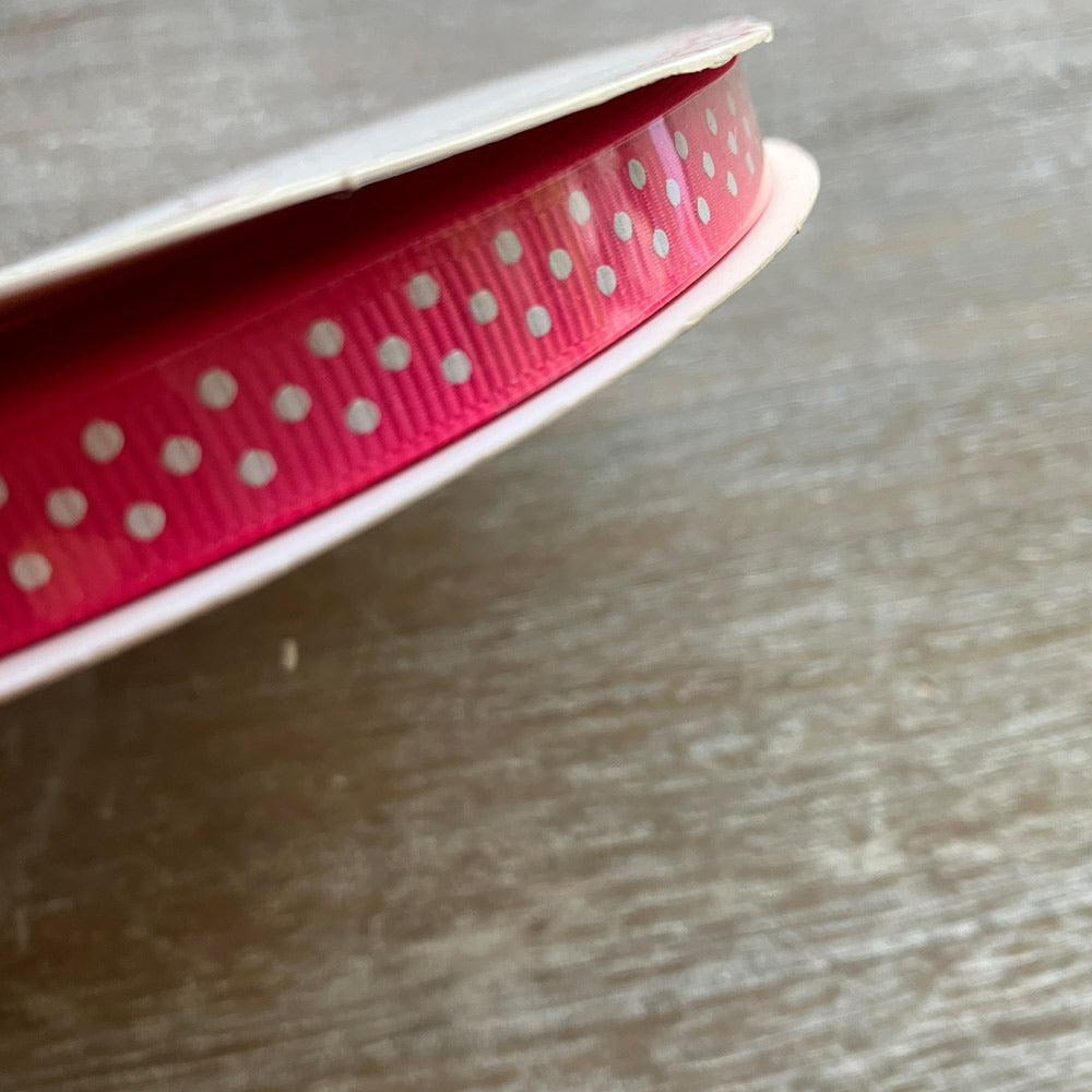 Ribbon - Pink with White Spots - 25m Roll