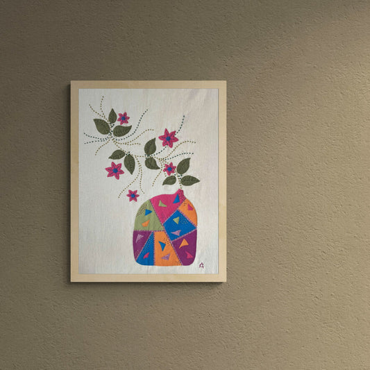 Textile Art Wall Hanging – The Patchwork Pot - Slow Stitch Picture