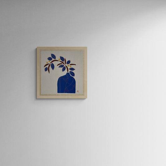 Textile Art - Blue Vase with Slowstitch