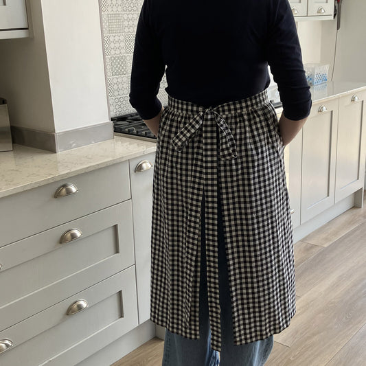 Gathered Half Apron - Black and White Gingham