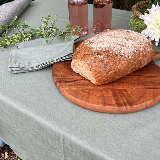 Natural Fabric Tablecloth & Napkins - Pale Sage
