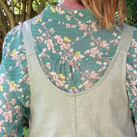 Pale Sage Handmade Dungarees - Natural Fabric