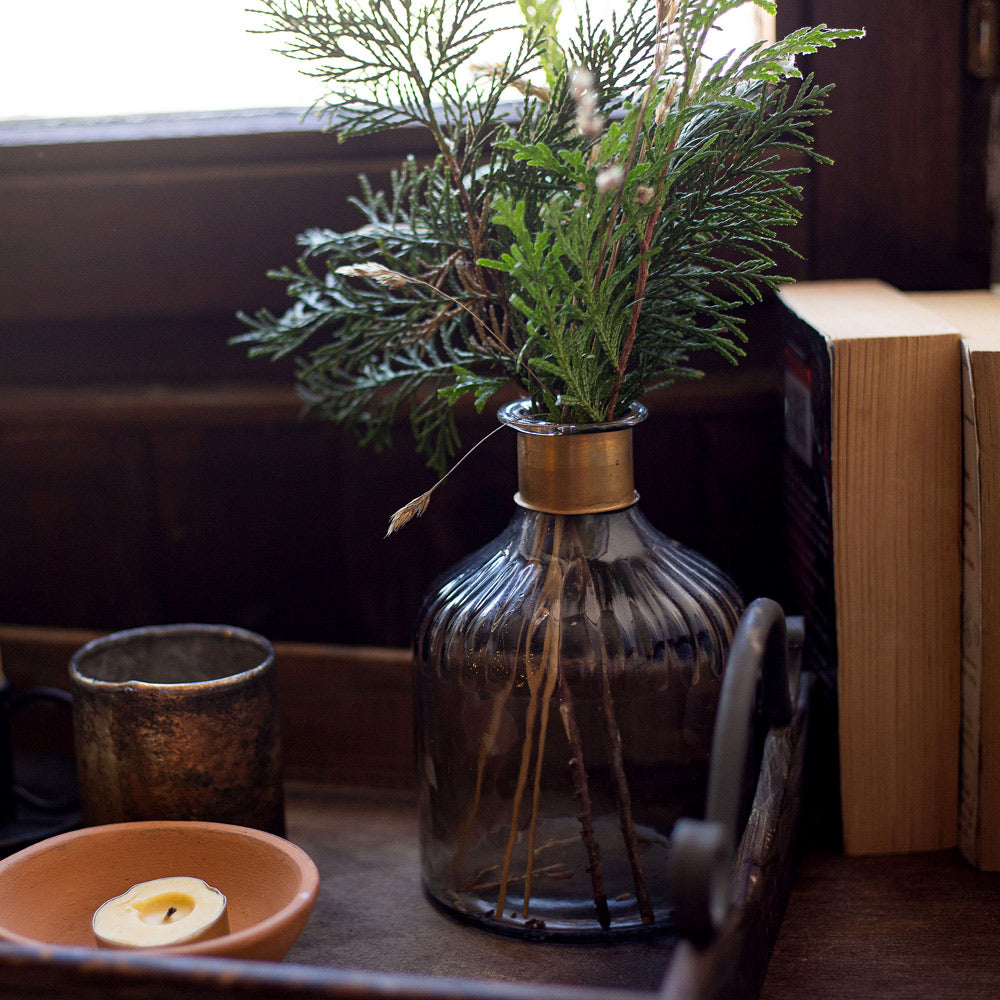 Artisan Hammered Glass Bottle Vase