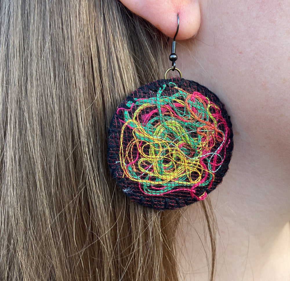 Handstitched Natural Felt Earrings