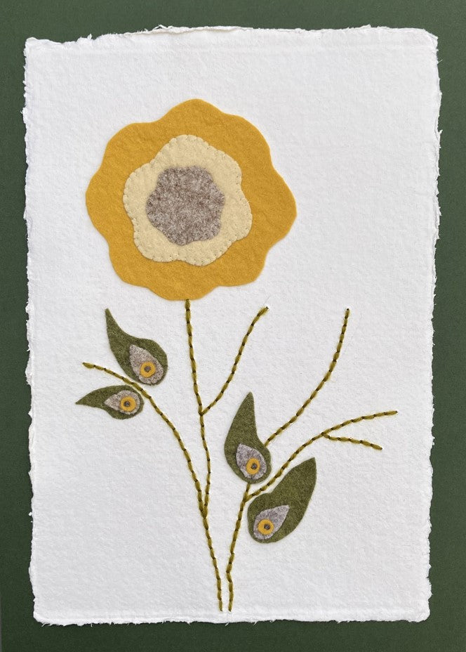 Textile picture - Single Gold Flower