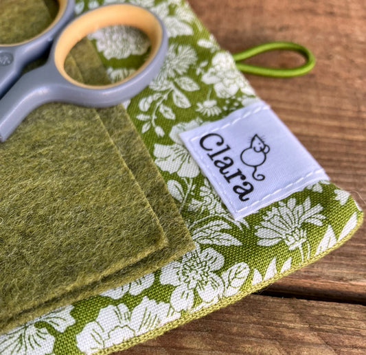 Green Needle and Pins Sewing Case