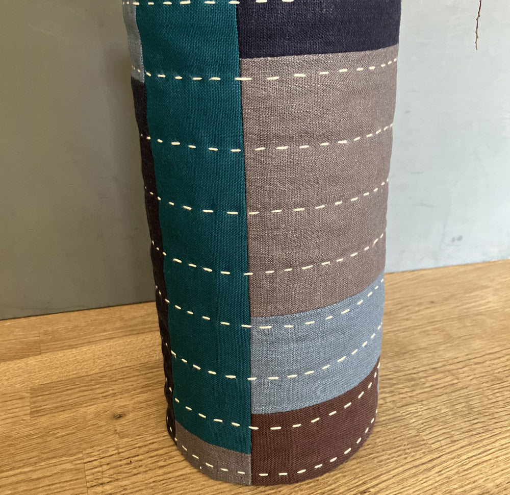 Vase Cover. Hand slow stitched in linen and cotton.