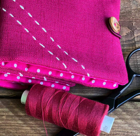 Magenta Needle and Pins Sewing Case