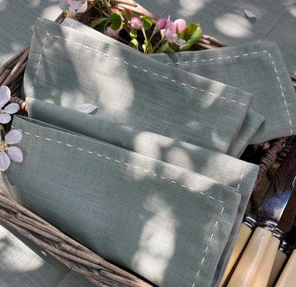 Natural Fabric Napkins - Pale Sage - Set of 2