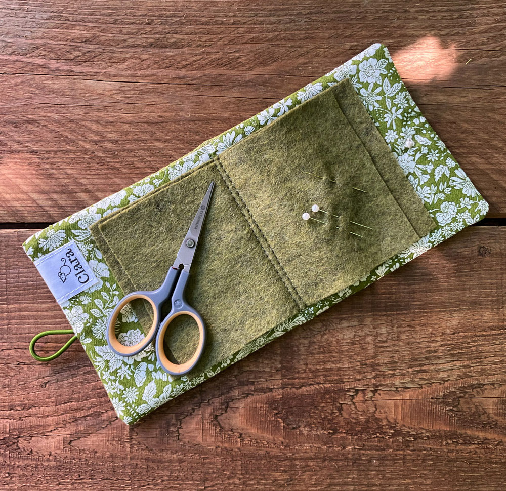 Green Needle and Pins Sewing Case