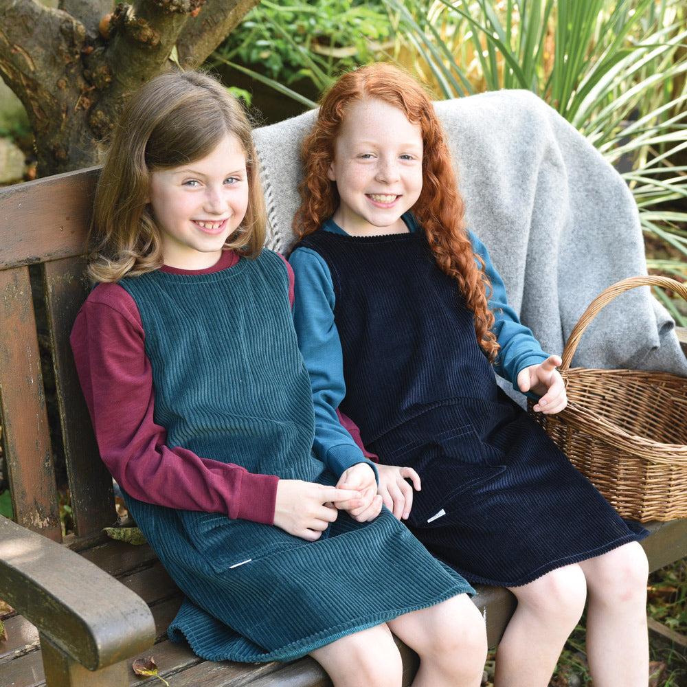 Childs Corduroy Pinafore Dress Navy