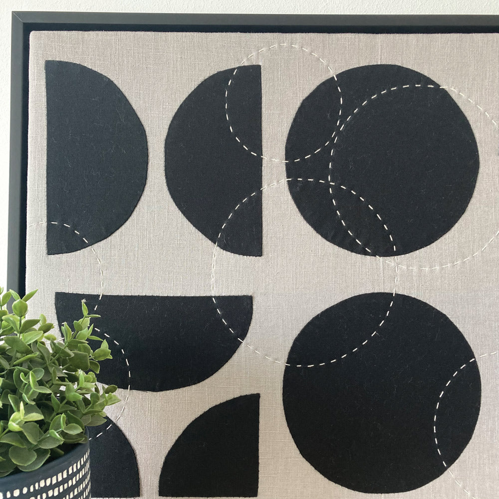 Contemporary Mono Wall Hanging - Large Slow Stitch Picture