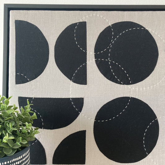 Contemporary Mono Wall Hanging - Large Slow Stitch Picture