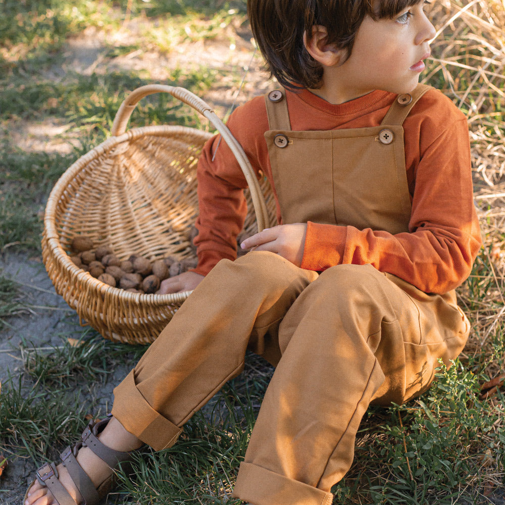 Dungarees in Cinnamon Cotton Canvas