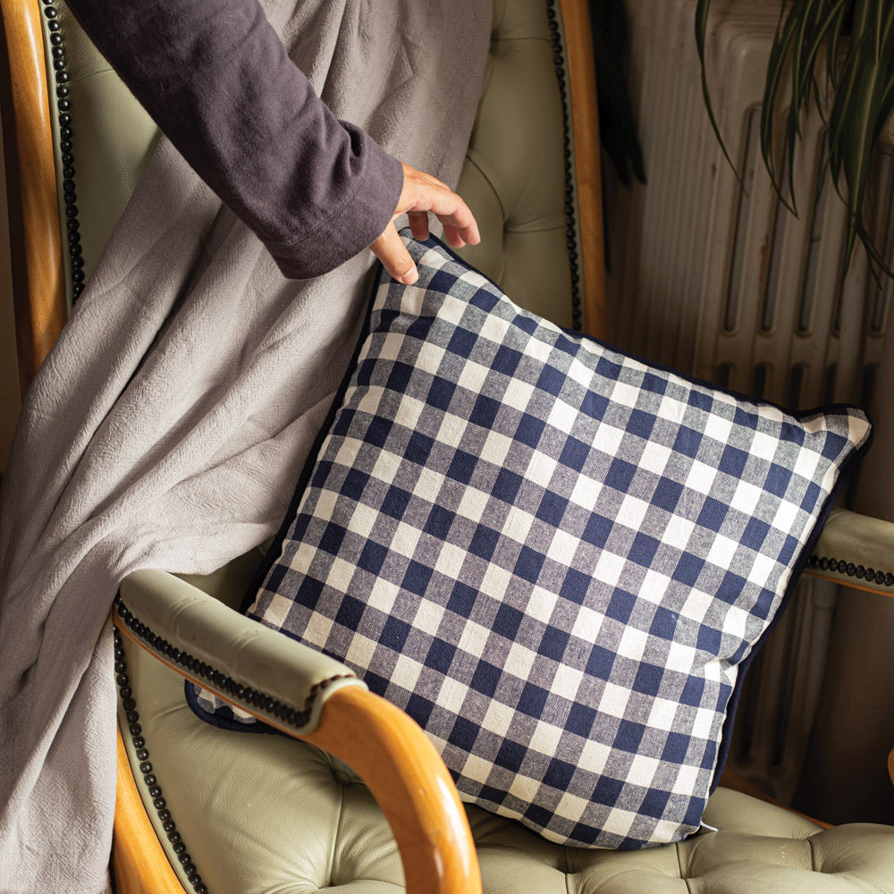 Navy fashion buffalo check pillow