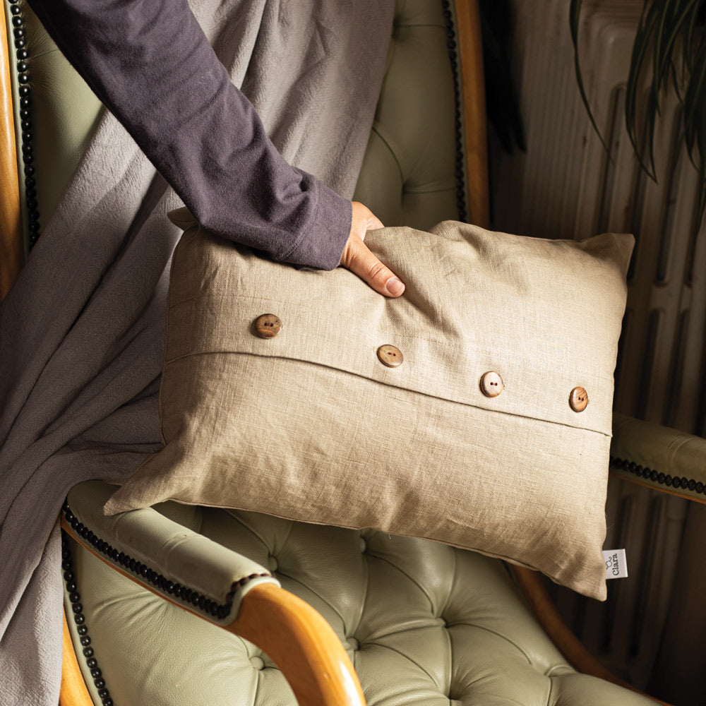 Natural Oblong Linen Cushion
