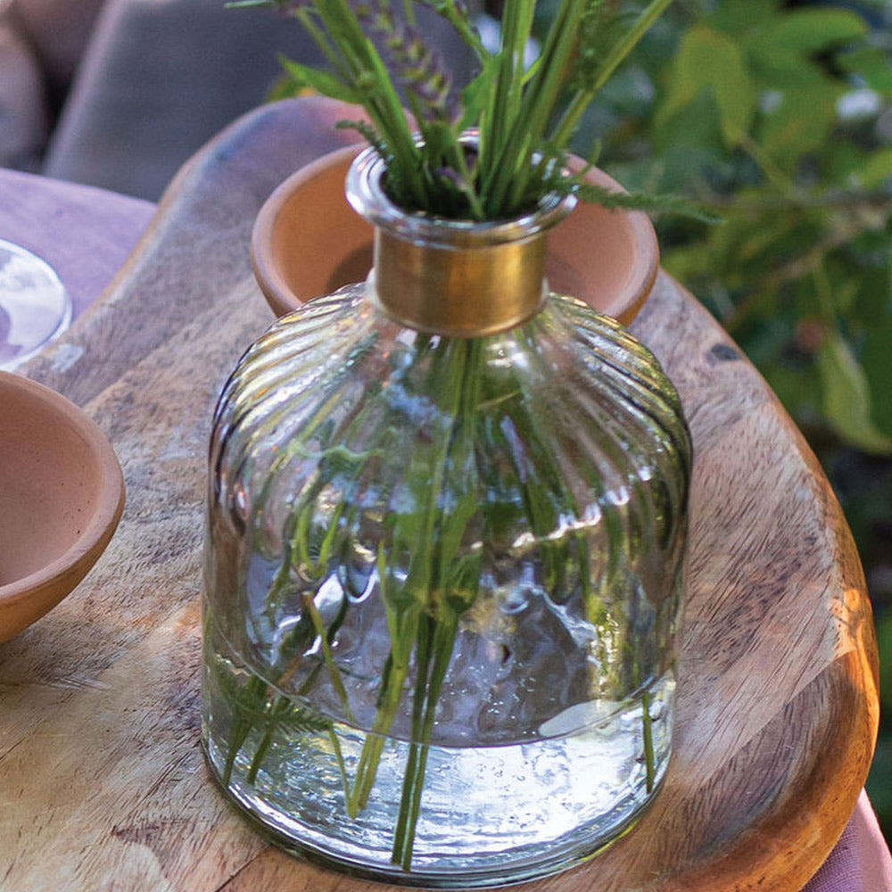 Artisan Hammered Glass Bottle Vase
