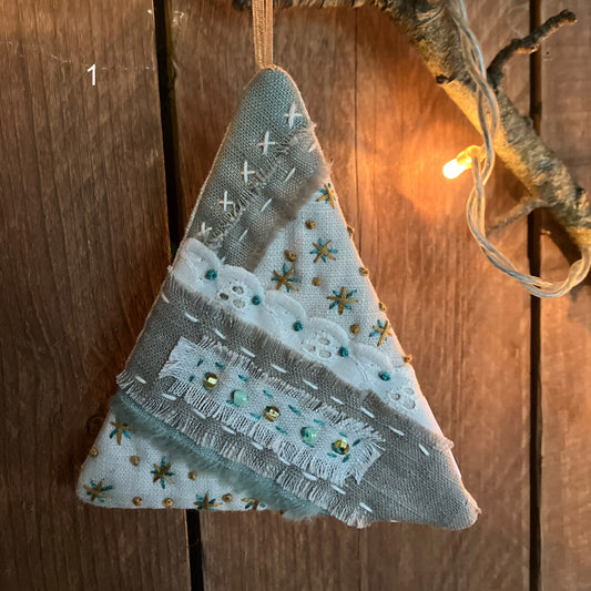 Patchwork Christmas Tree Decorations - Colour Natural