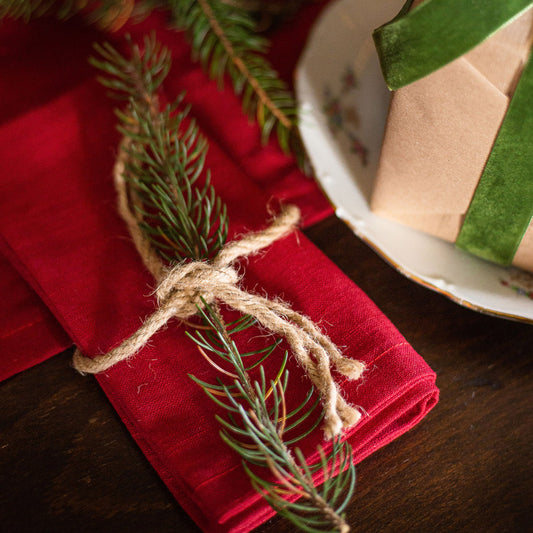 Christmas Linen Table Napkins - Pair