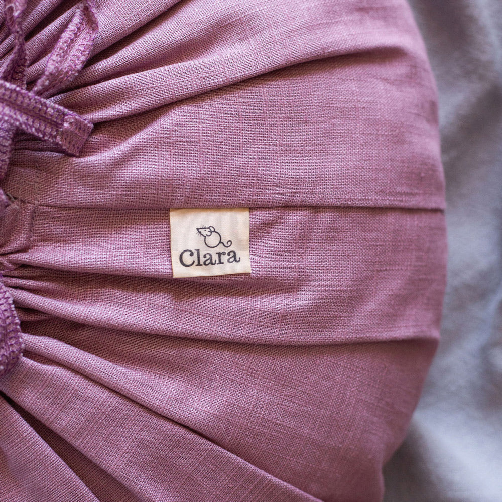 Round Linen Cushion in Heather Pink reverse