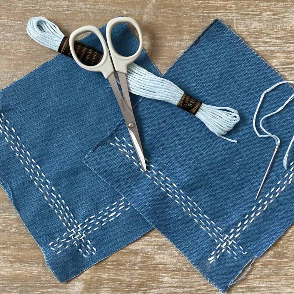 Slow Stitch Coasters - Blue -Pair