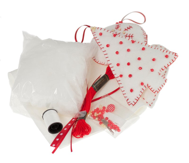 Christmas Trio of decorations Felt Craft Sewing Kit Laid out