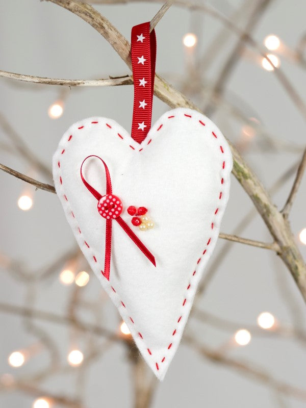 Christmas Trio of decorations Felt Craft Sewing Kit Heart