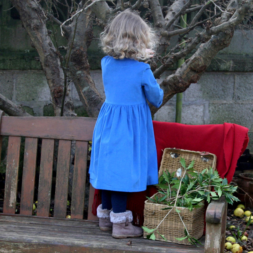Needlecord Dress - Cornflower Blue back view