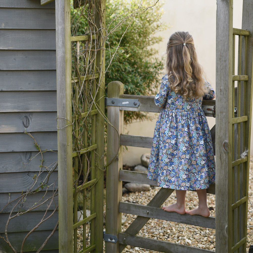 Girls Floral Dress Blue