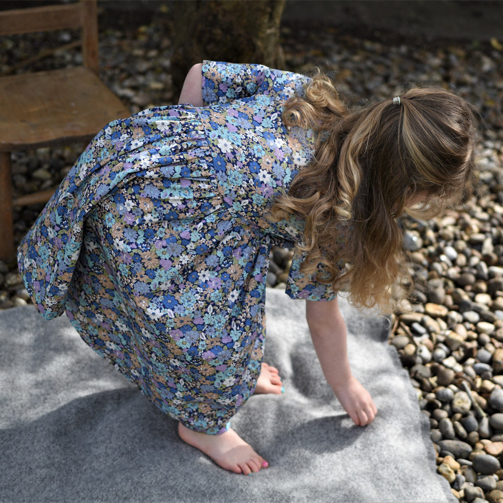 Girls Floral Dress Blue