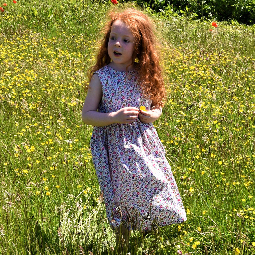 Girls Ditsy Print Sleeveless Dress