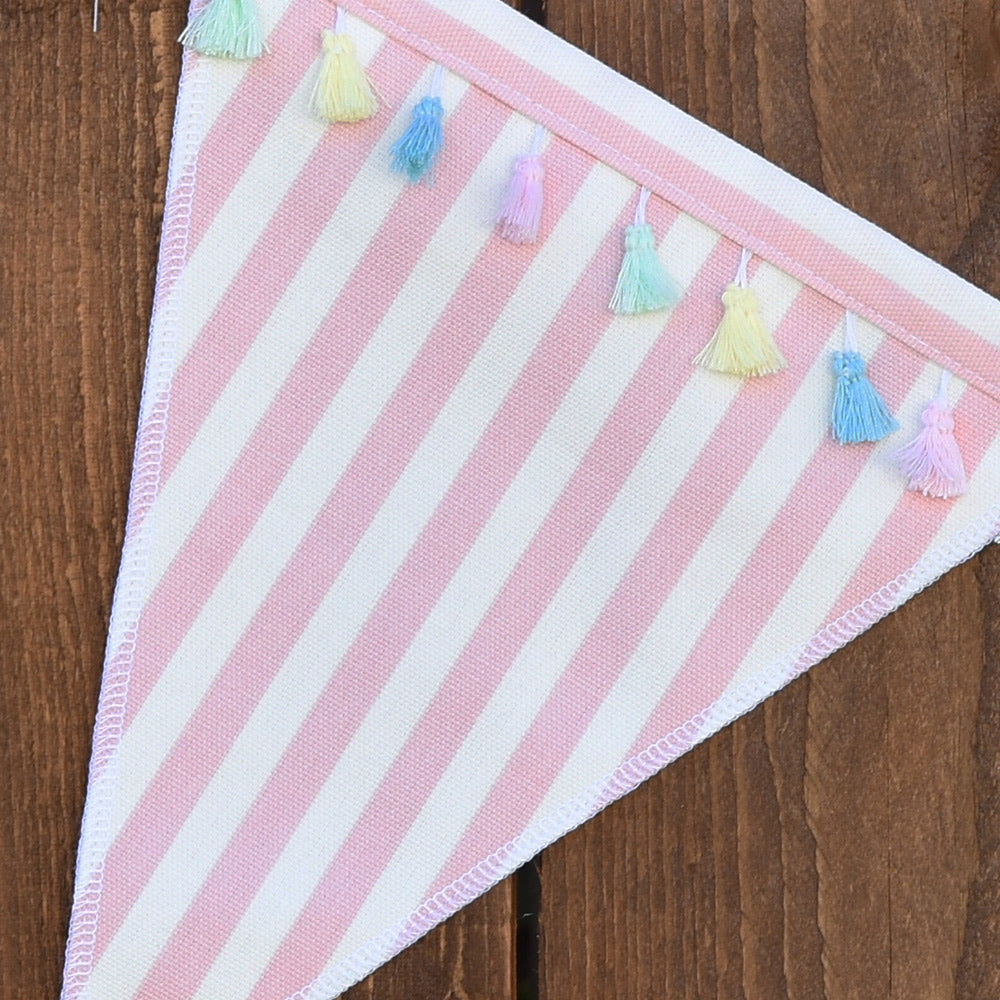 Pastel Stripe Bunting pink stripe close up