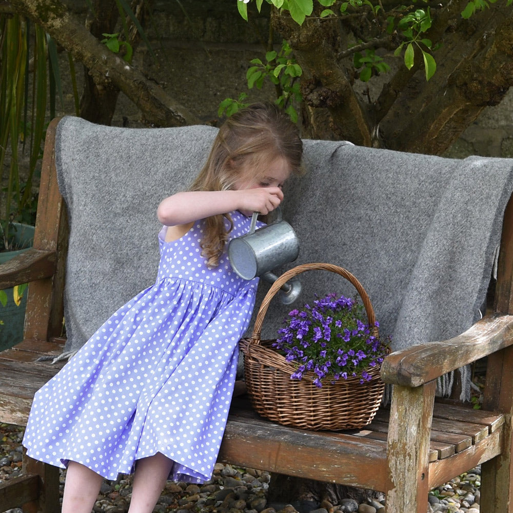 Girls Lilac Spotty Sleeveless Dress