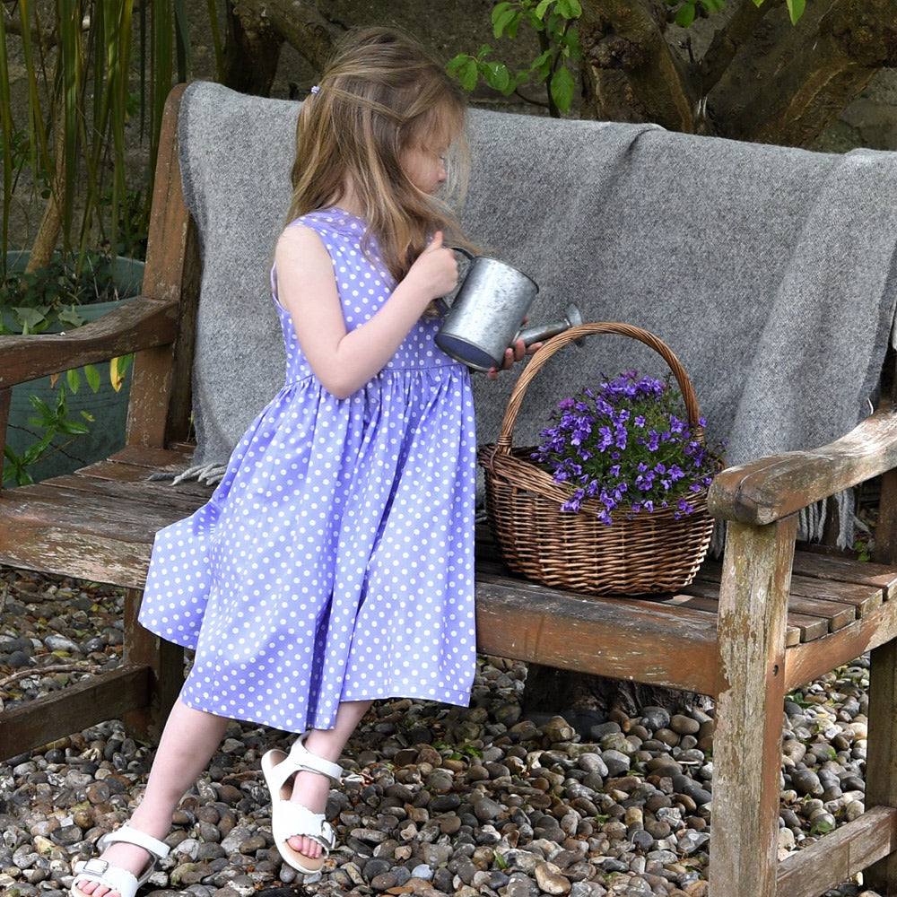 Girls Lilac Spotty Sleeveless Dress