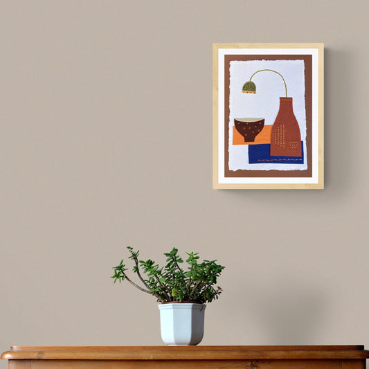 Textile Picture - Bottle with Stem Flower