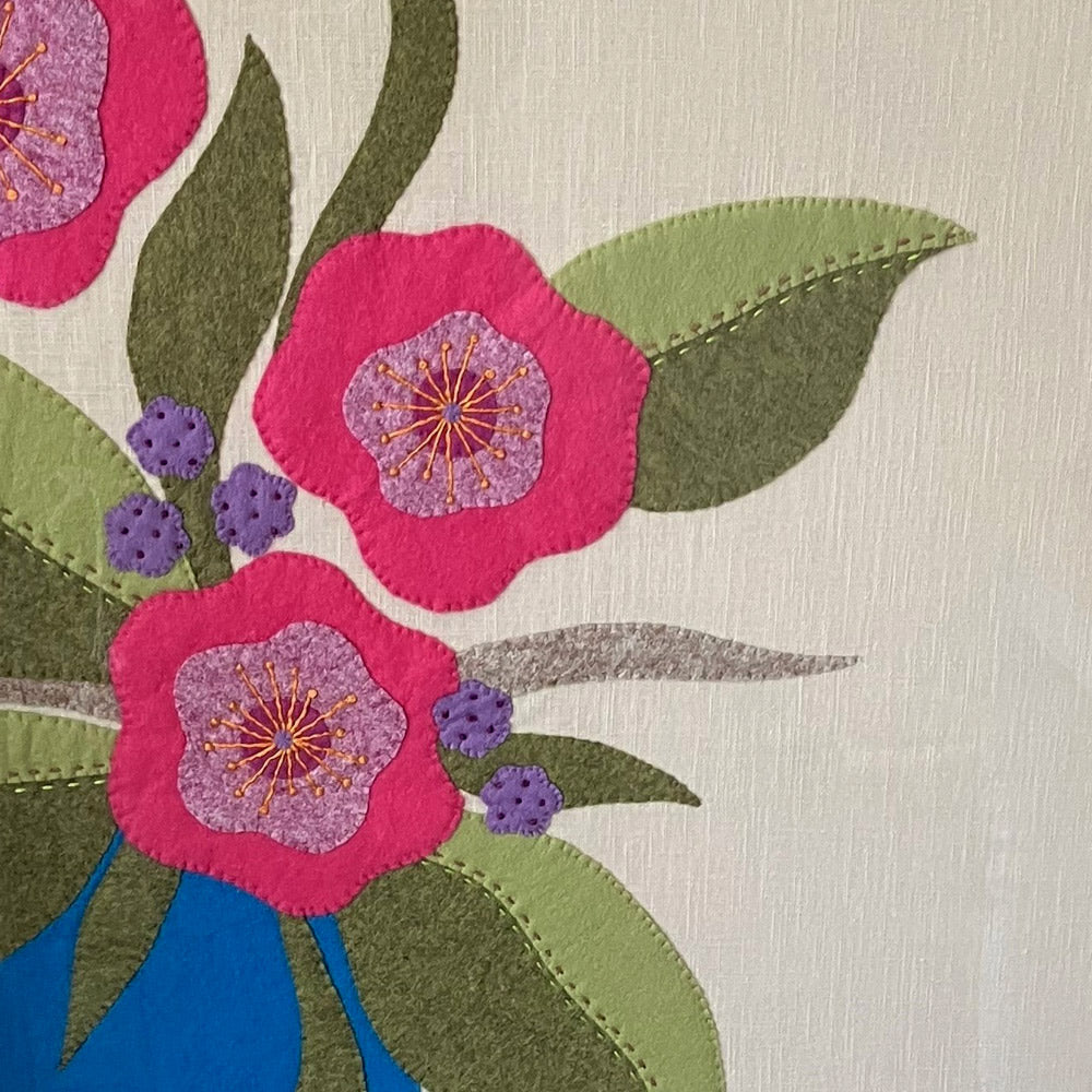 Textile Art Wall Hanging – Bold Blooms - Large Slow Stitch Picture