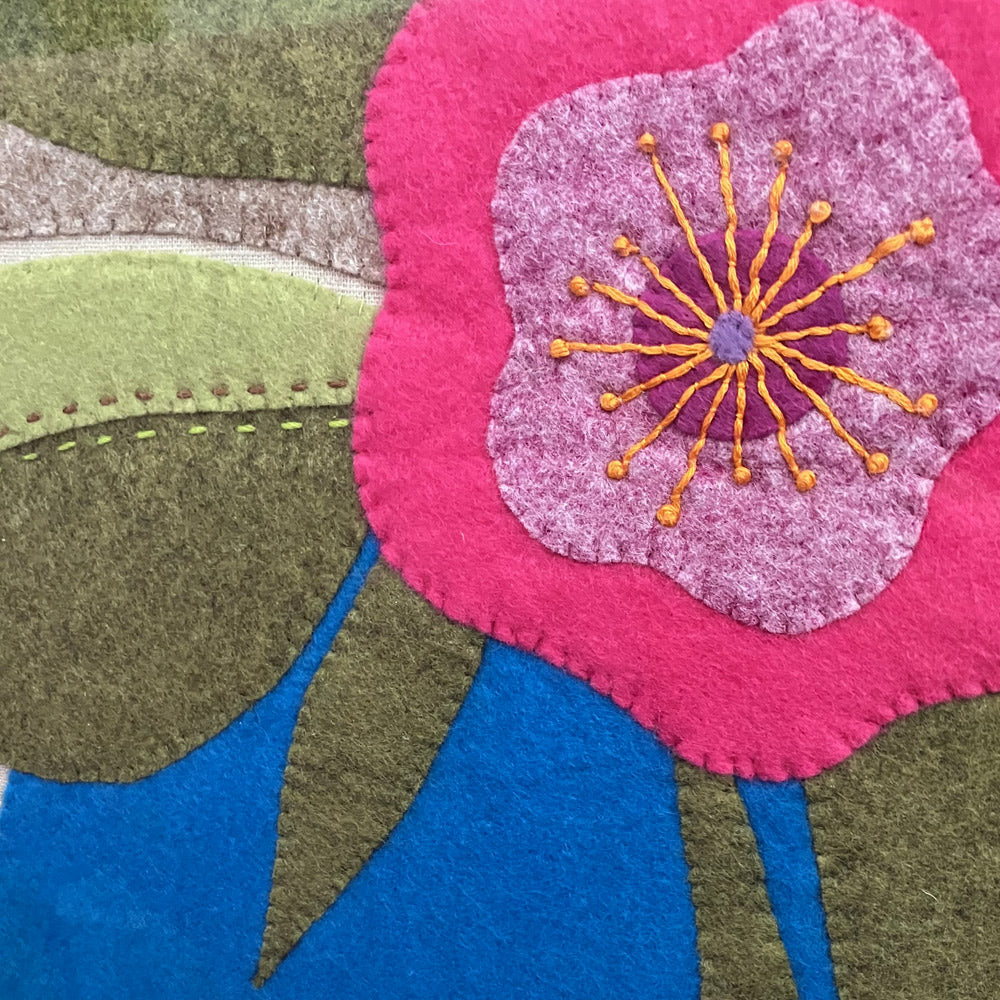 Textile Art Wall Hanging – Bold Blooms - Large Slow Stitch Picture