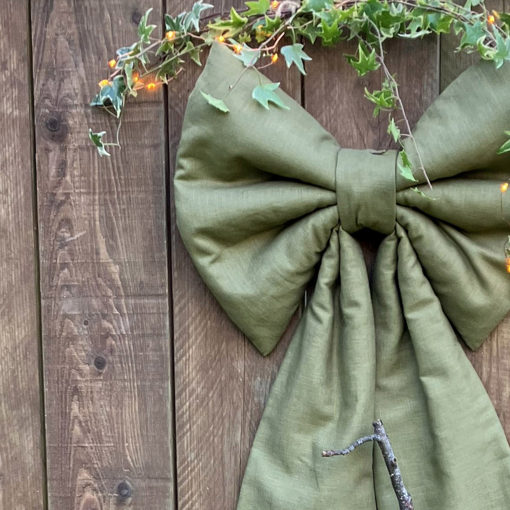 Extra Large Christmas Bow - Olive Green
