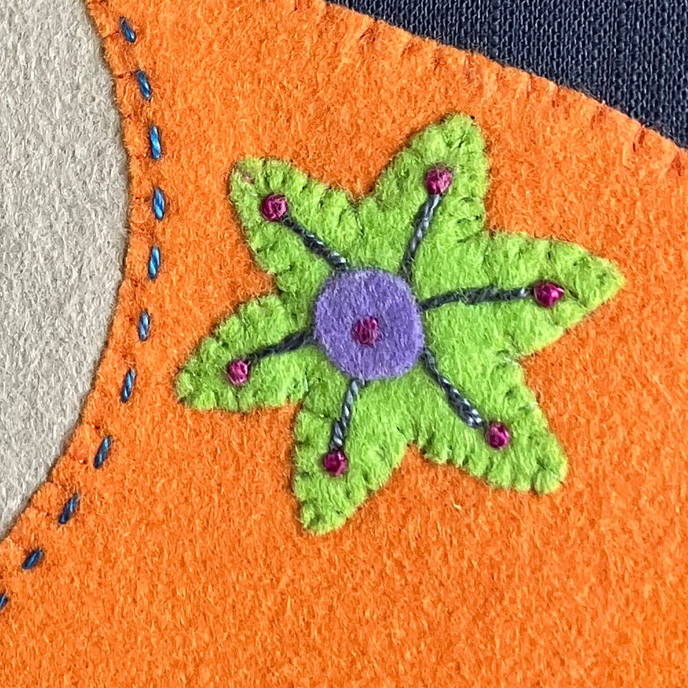 Textile Art Wall Hanging – Lily the Pink - Large Slow Stitch Picture