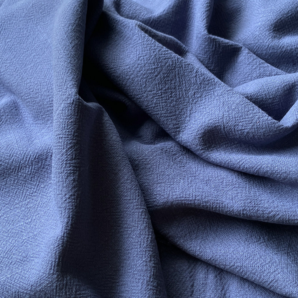 Textured Blue Linen/Viscose Blue Fabric