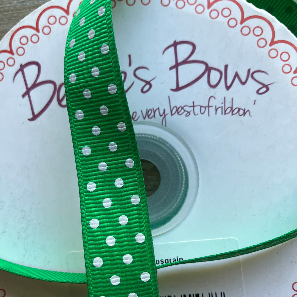Ribbon - Green with White Dots