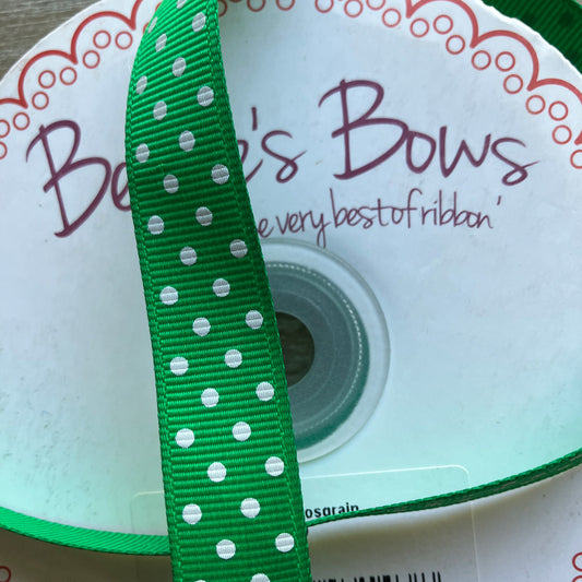 Ribbon - Green with White Dots