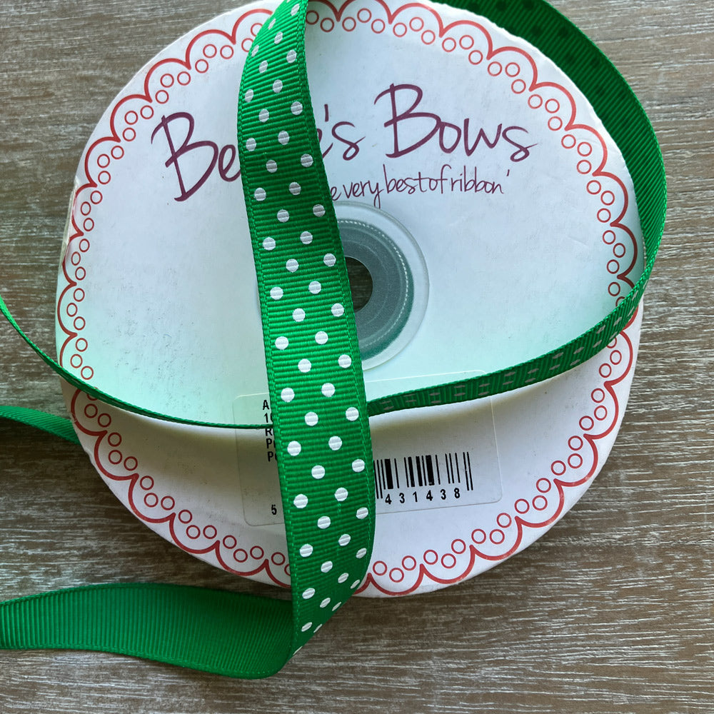 Ribbon - Green with White Dots