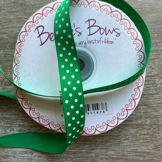Ribbon - Green with White Dots