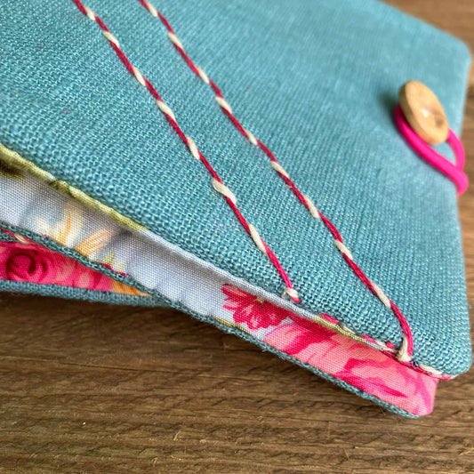 Teal Blue Needle and Pins Sewing Case